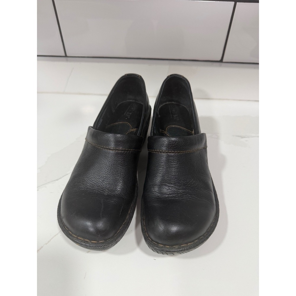 Born Black Leather Clogs W31754 Comfort Slip On Shoes Womens 7 M/W‎ EU 38